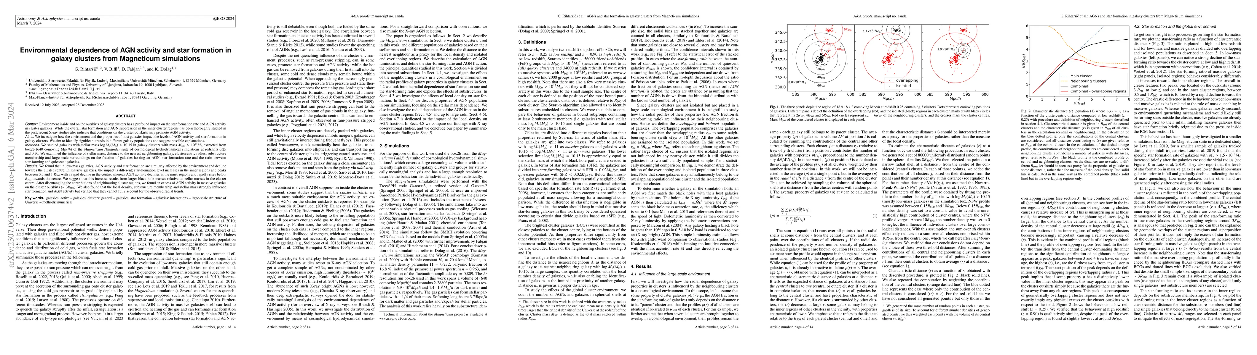 Thumbnail for Environmental dependence of AGN activity and star formation in galaxy
  clusters from Magneticum simulations