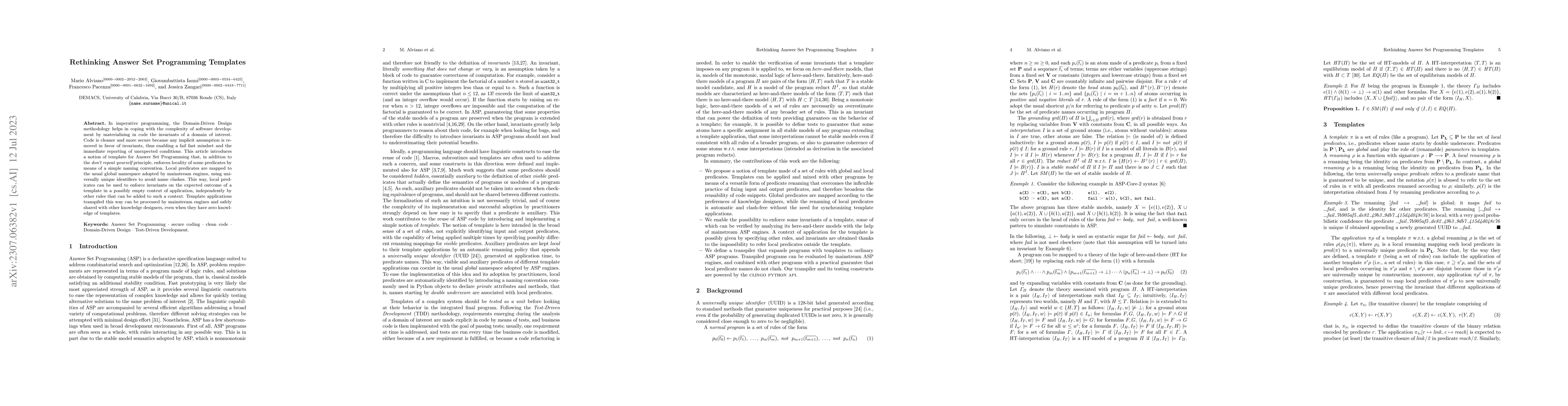 Thumbnail for Rethinking Answer Set Programming Templates