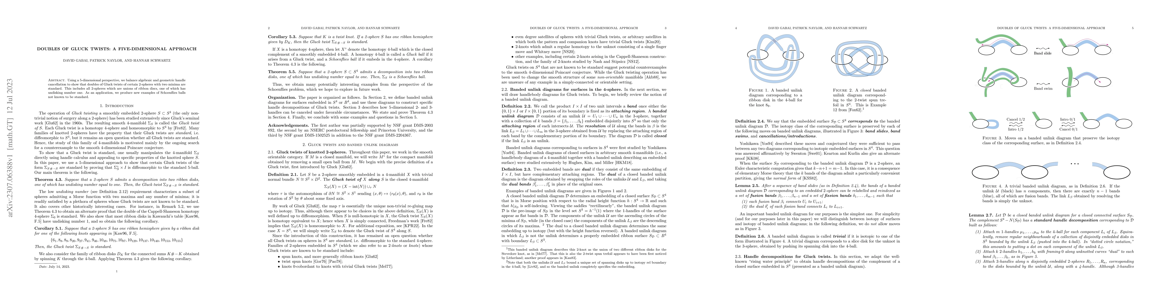 Thumbnail for Doubles of Gluck twists: a five dimensional approach