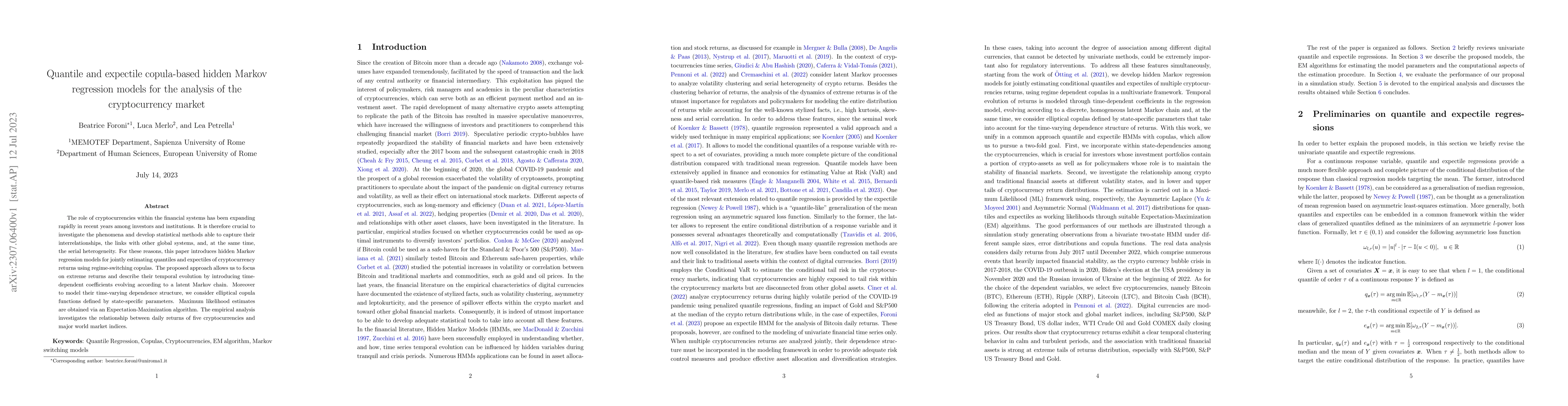 Thumbnail for Quantile and expectile copula-based hidden Markov regression models for
  the analysis of the cryptocurrency market