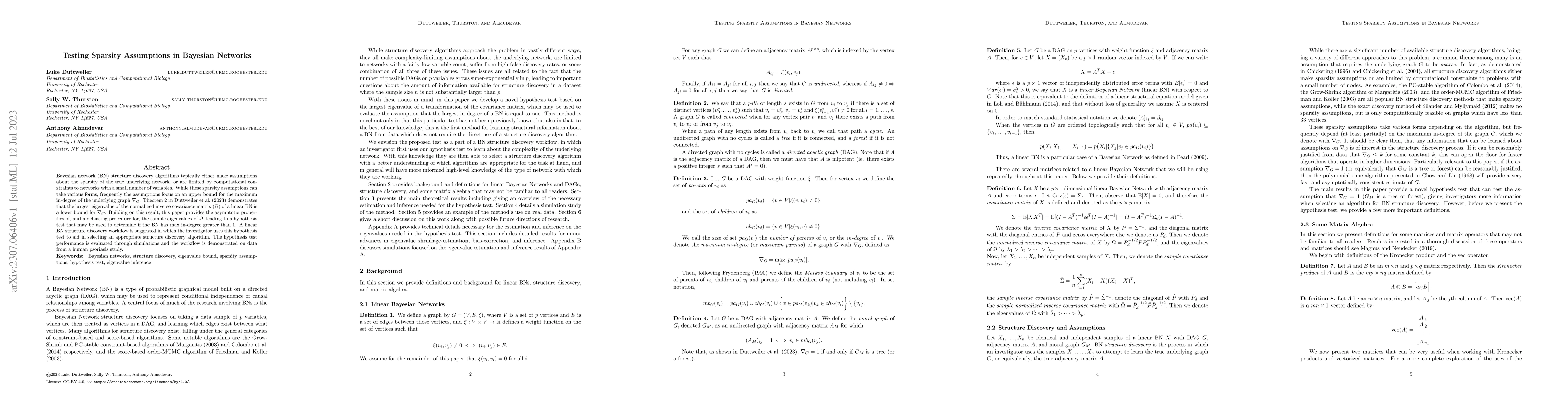 Thumbnail for Testing Sparsity Assumptions in Bayesian Networks