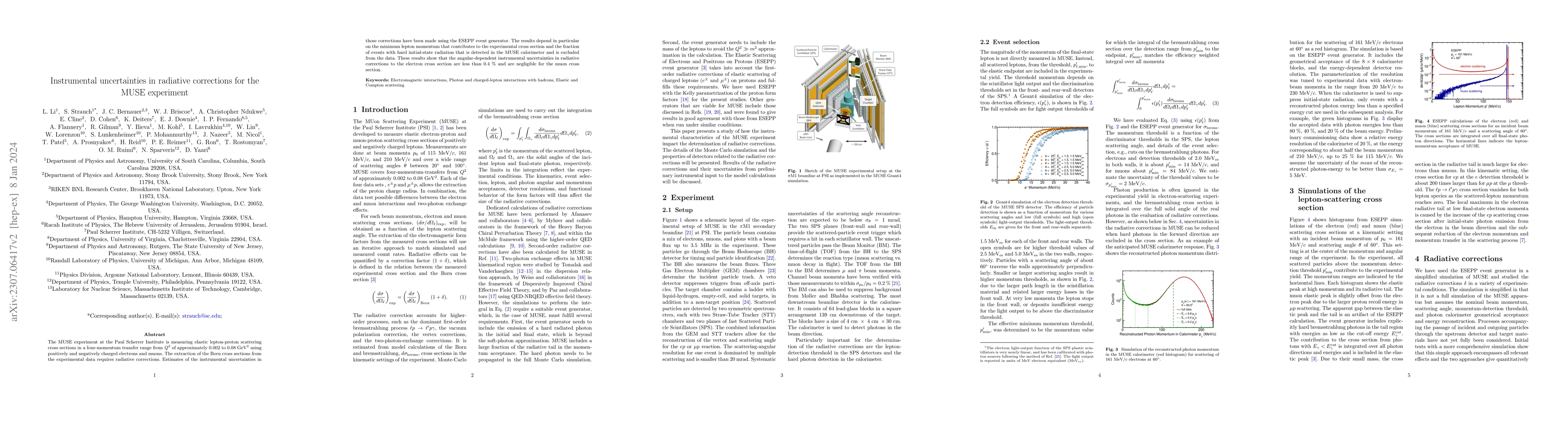 Thumbnail for Instrumental uncertainties in radiative corrections for the MUSE
  experiment