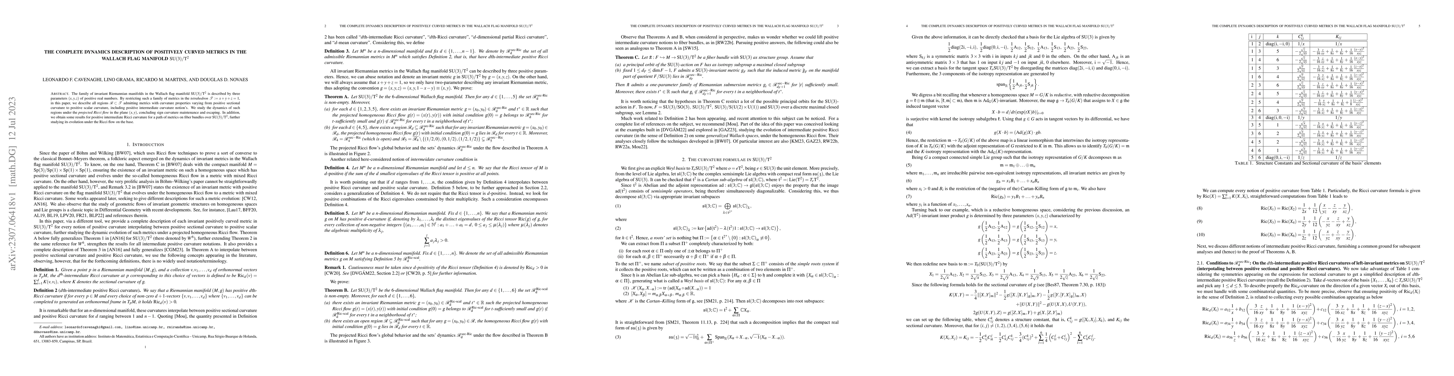 Thumbnail for The complete dynamics description of positively curved metrics in the
  Wallach flag manifold $\mathrm{SU}(3)/\mathrm{T}^2$