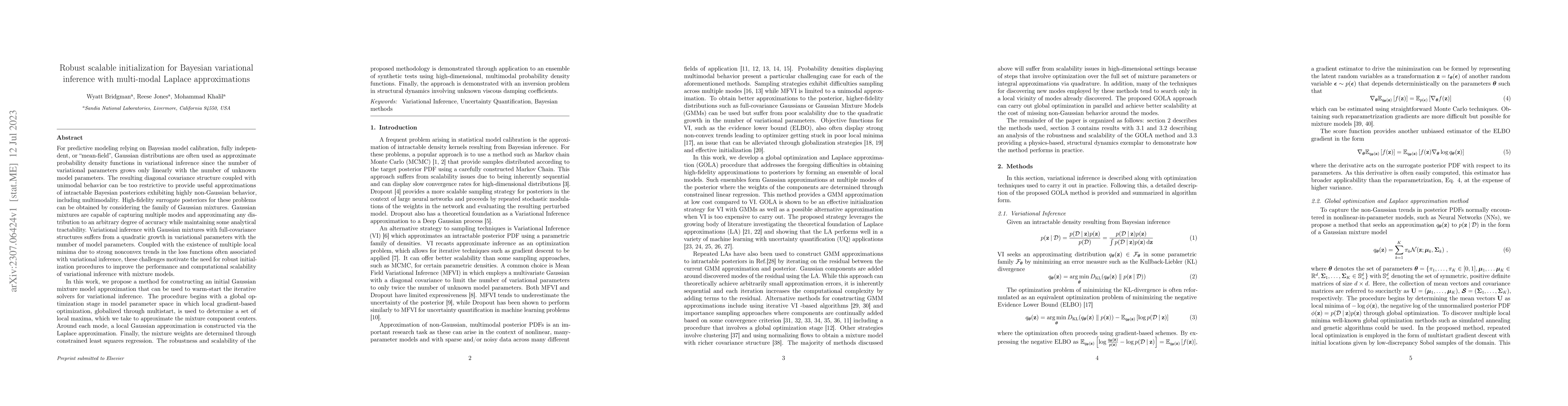 Thumbnail for Robust scalable initialization for Bayesian variational inference with
  multi-modal Laplace approximations