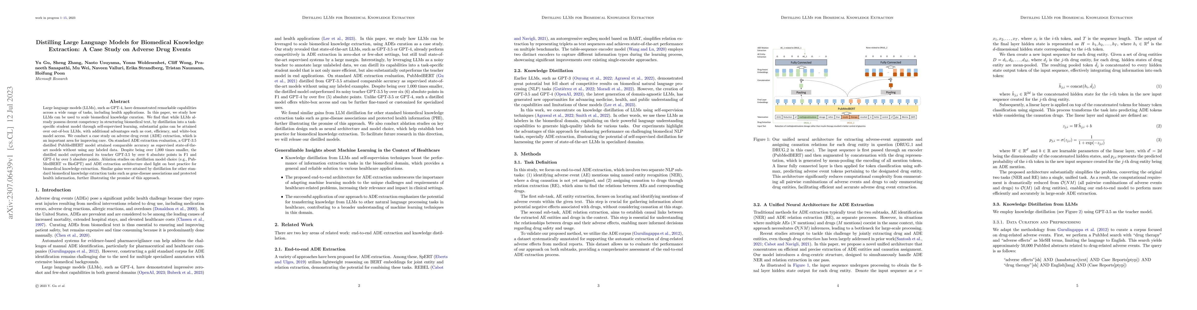 Thumbnail for Distilling Large Language Models for Biomedical Knowledge Extraction: A
  Case Study on Adverse Drug Events