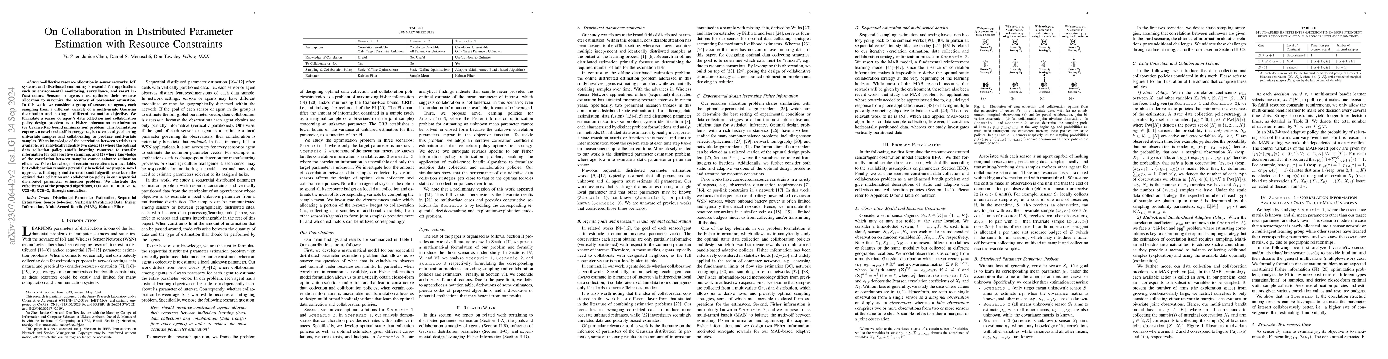 Thumbnail for On Collaboration in Distributed Parameter Estimation with Resource
  Constraints