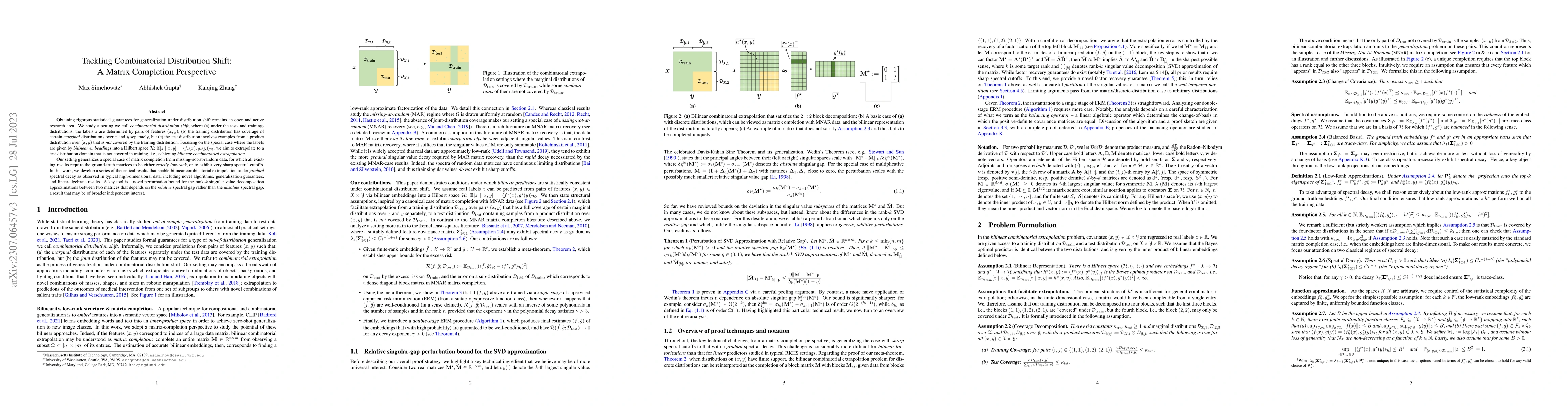 Thumbnail for Tackling Combinatorial Distribution Shift: A Matrix Completion
  Perspective