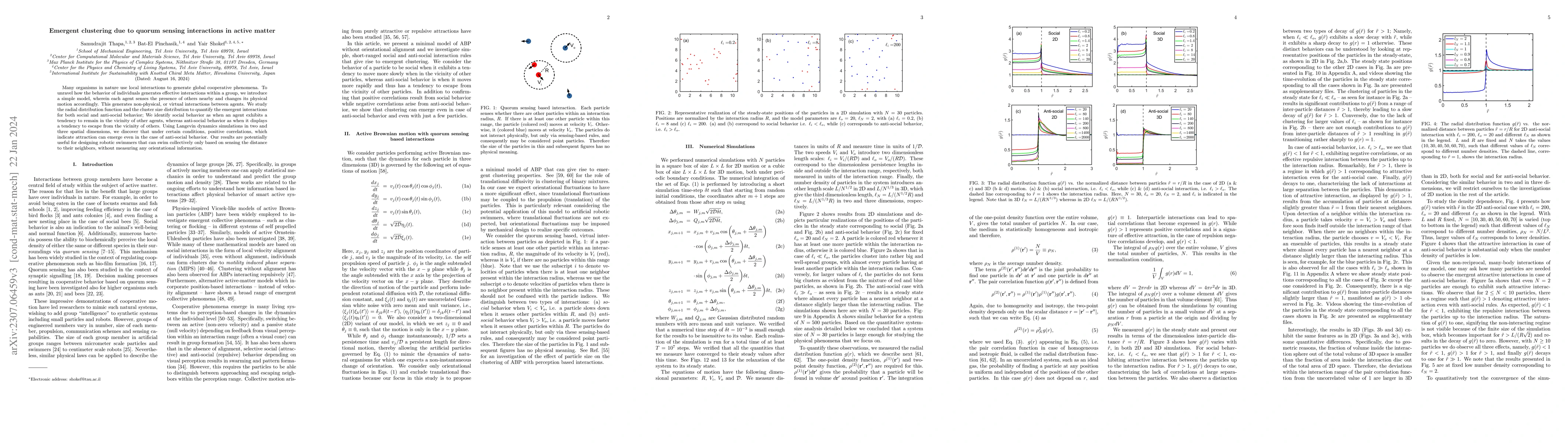 Thumbnail for Emergent clustering due to quorum sensing interactions in active matter