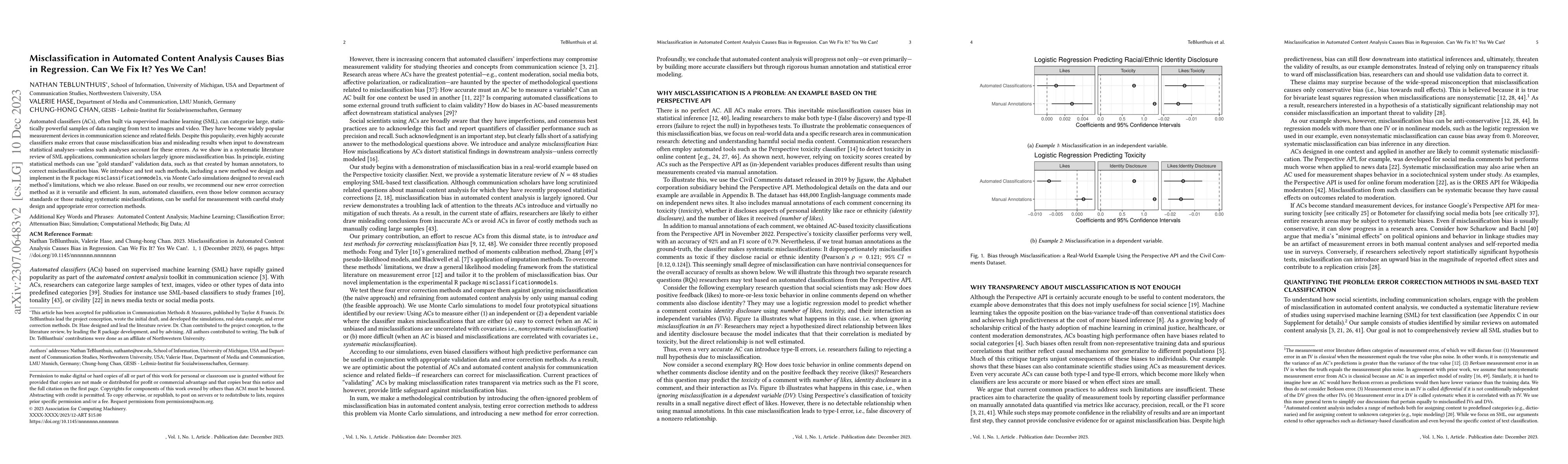 Thumbnail for Misclassification in Automated Content Analysis Causes Bias in
  Regression. Can We Fix It? Yes We Can!