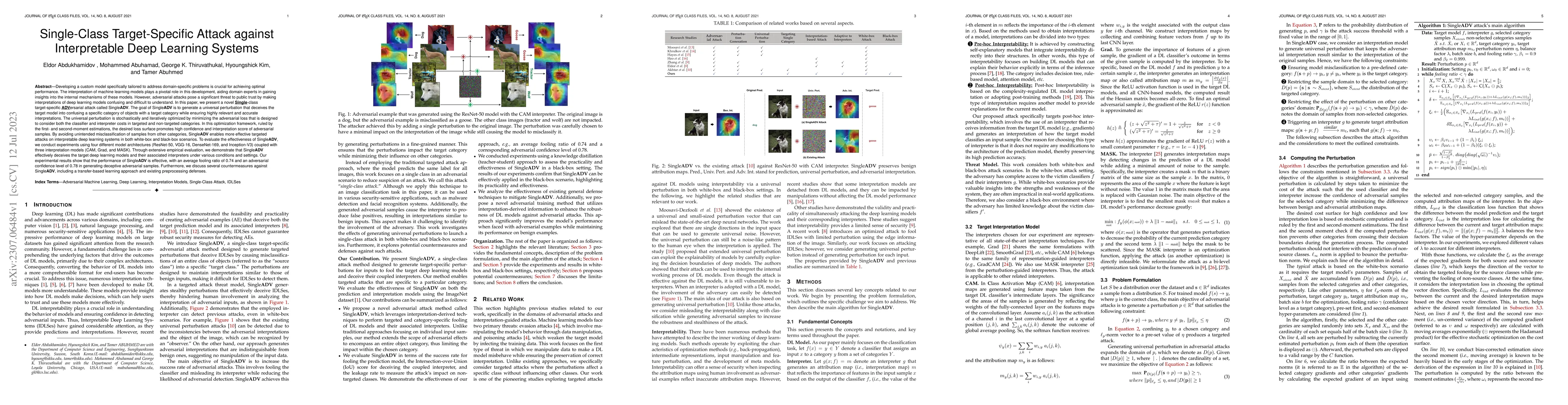 Thumbnail for Single-Class Target-Specific Attack against Interpretable Deep Learning
  Systems