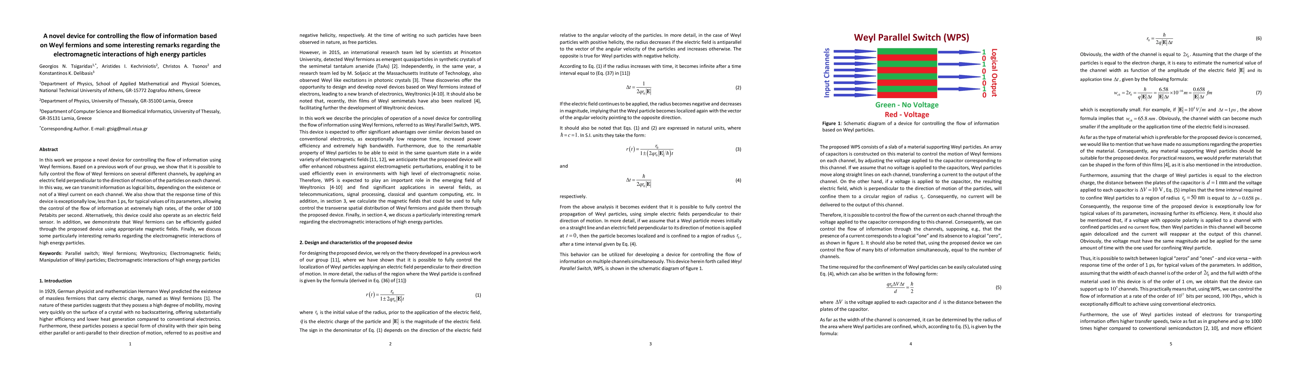 Thumbnail for A novel device for controlling the flow of information based on Weyl
  fermions and some interesting remarks regarding the electromagnetic
  interactions of high energy particles