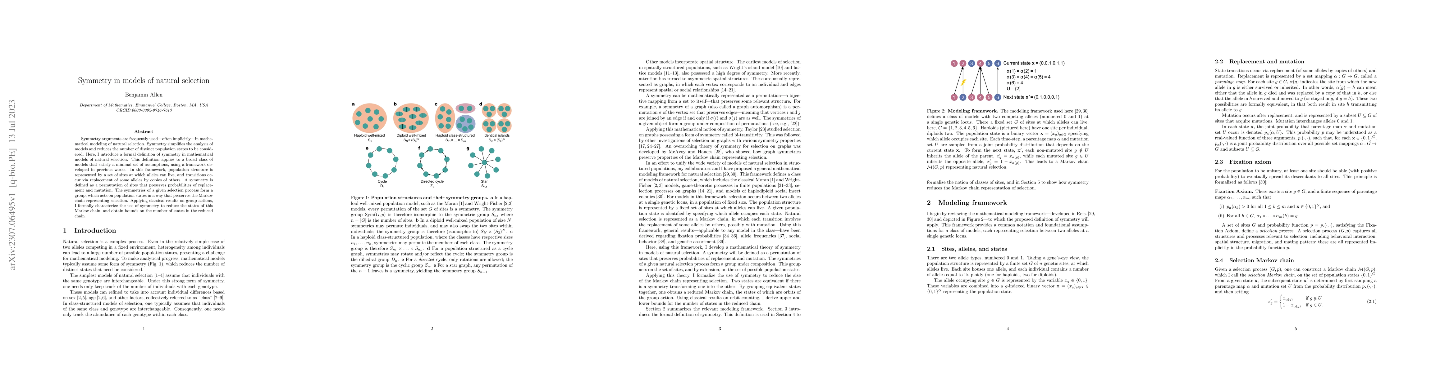 Thumbnail for Symmetry in models of natural selection