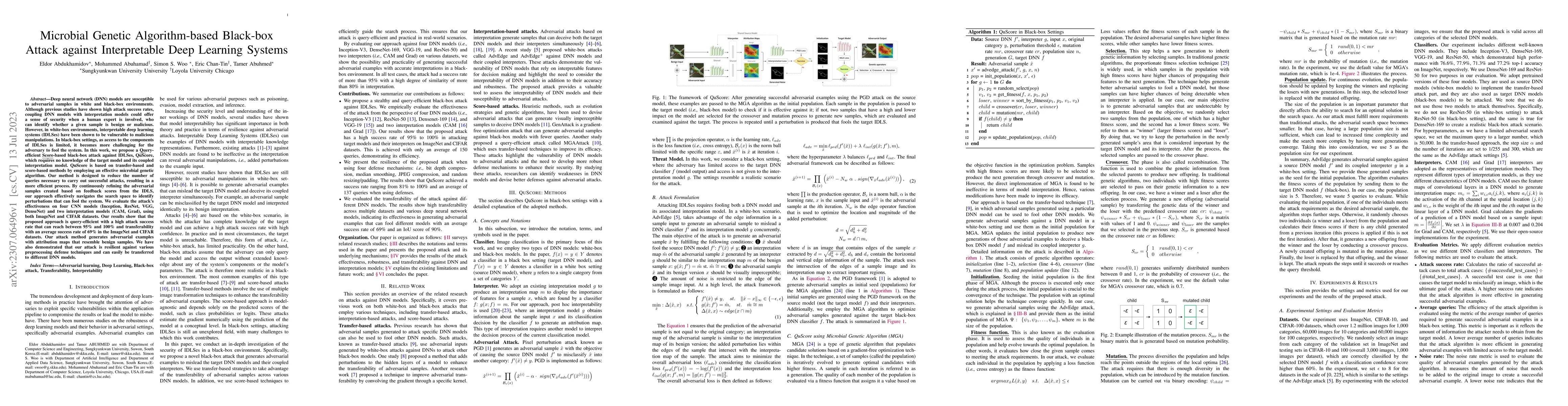 Thumbnail for Microbial Genetic Algorithm-based Black-box Attack against Interpretable
  Deep Learning Systems