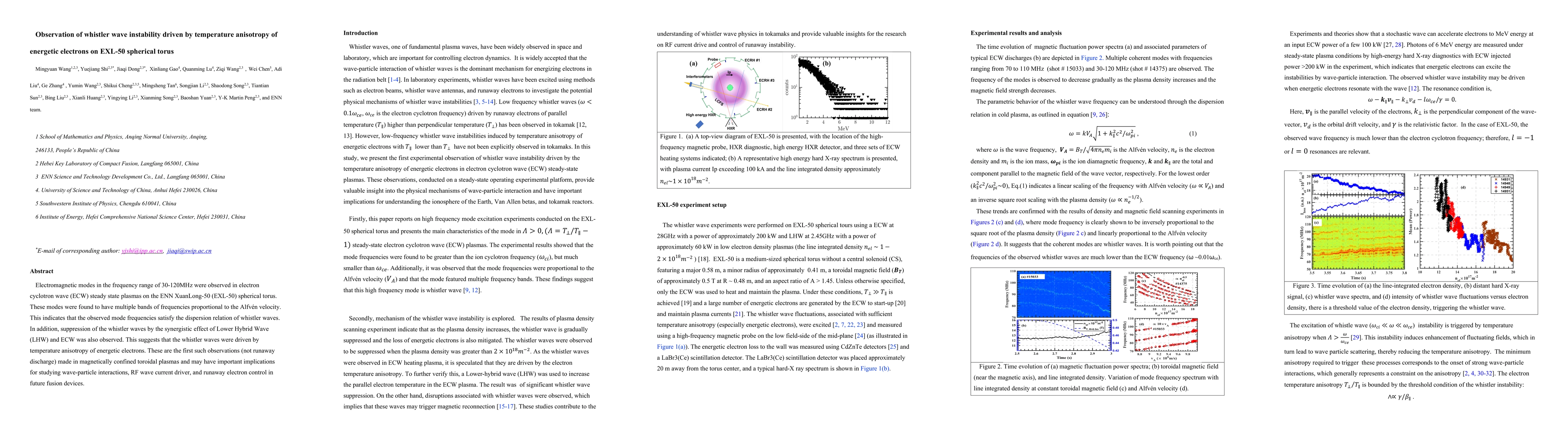 Thumbnail for Observation of whistler wave instability driven by temperature
  anisotropy of energetic electrons on EXL-50 spherical torus