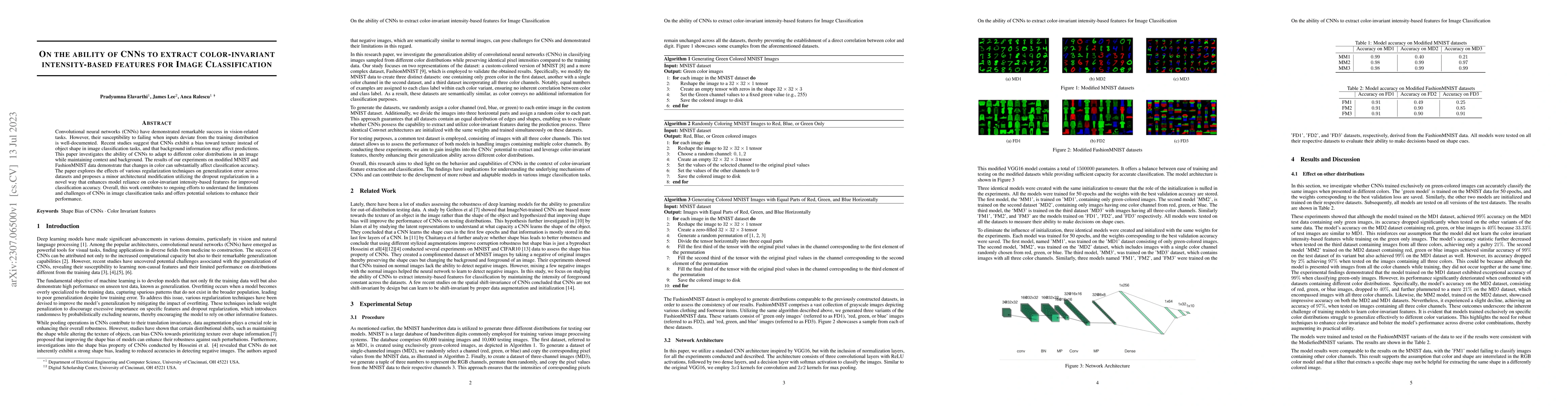 Thumbnail for On the ability of CNNs to extract color invariant intensity based
  features for image classification