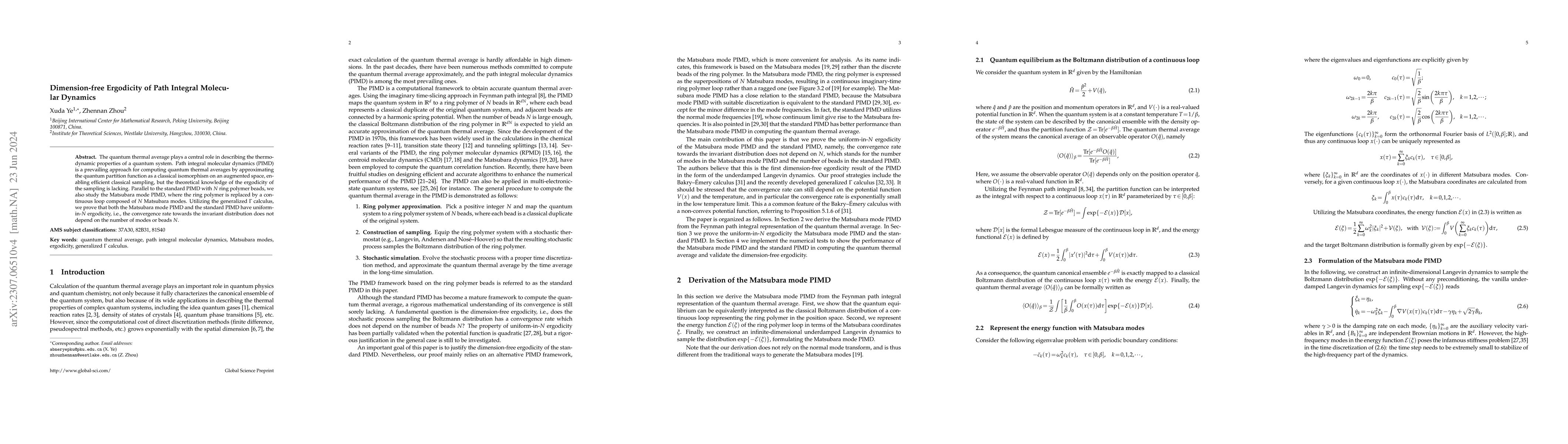 Thumbnail for Dimension-free Ergodicity of Path Integral Molecular Dynamics