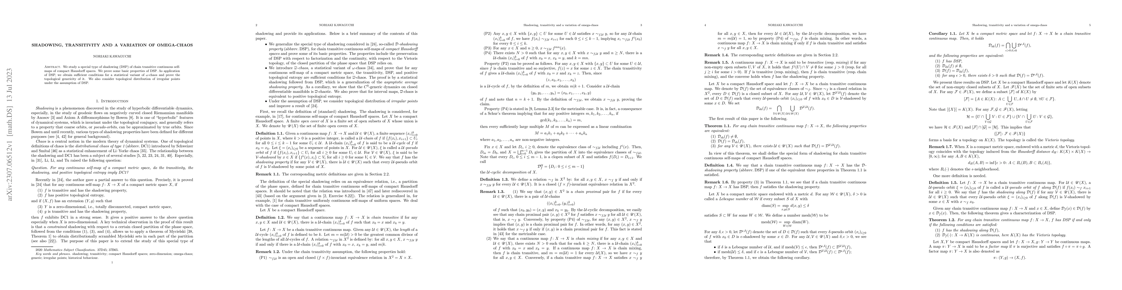 Thumbnail for Shadowing, transitivity and a variation of omega-chaos
