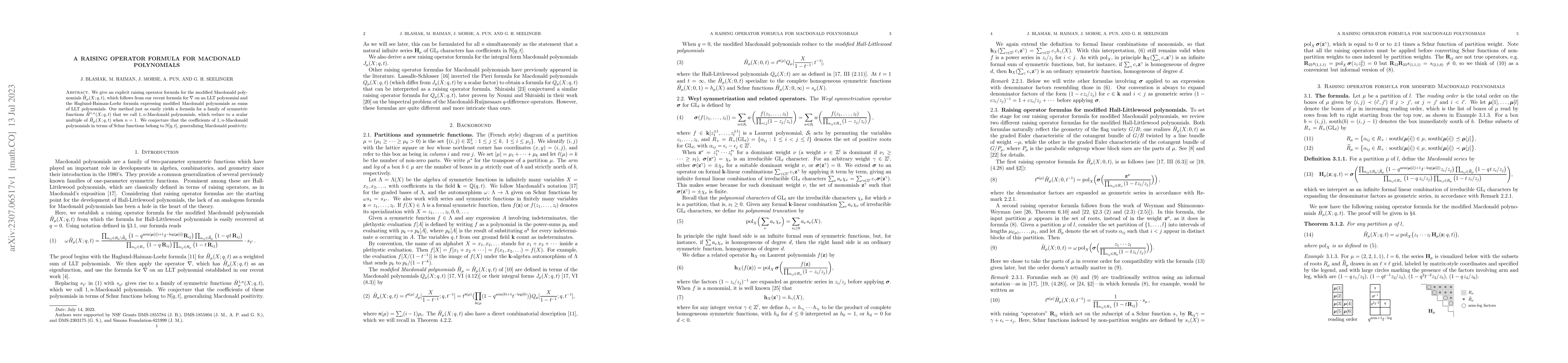 Thumbnail for A raising operator formula for Macdonald polynomials