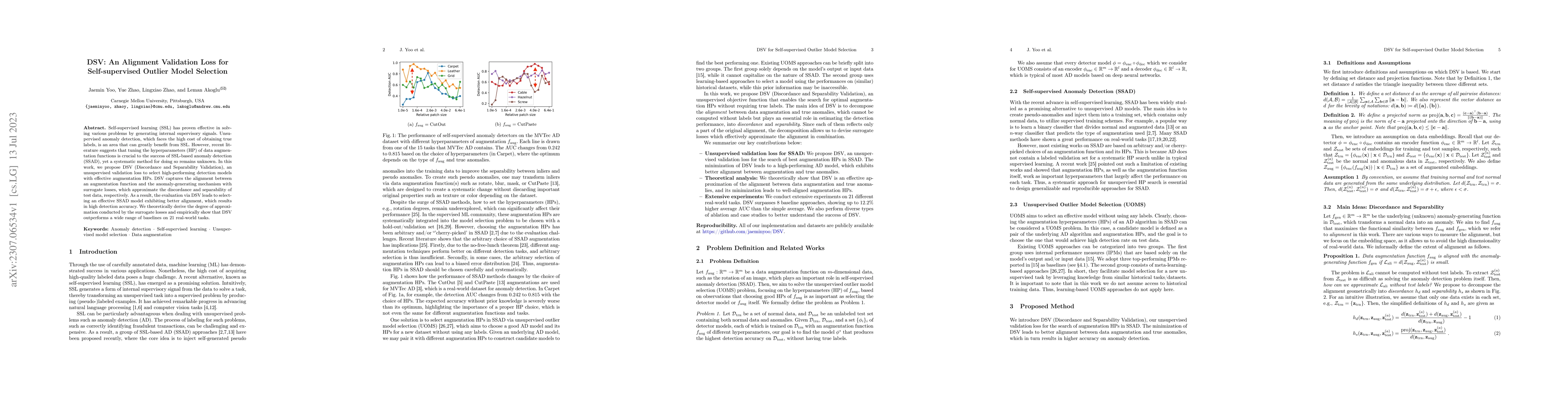 Thumbnail for DSV: An Alignment Validation Loss for Self-supervised Outlier Model
  Selection
