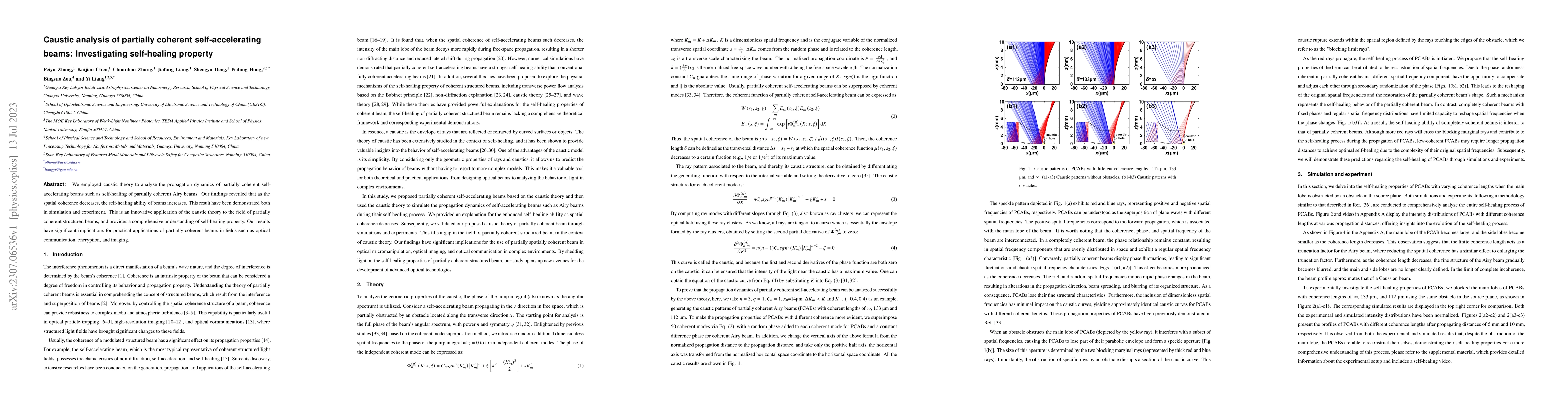 Thumbnail for Caustic analysis of partially coherent self-accelerating beams:
  Investigating self-healing property