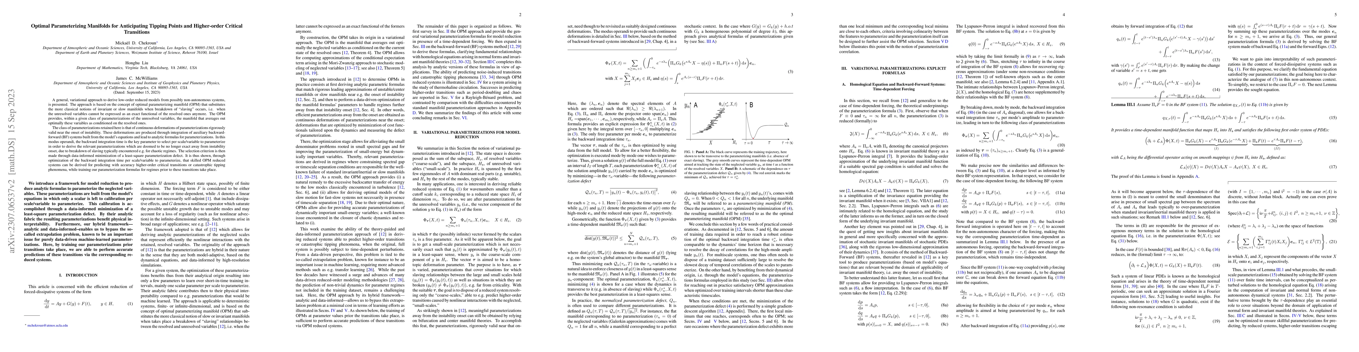 Thumbnail for Optimal Parameterizing Manifolds for Anticipating Tipping Points and
  Higher-order Critical Transitions