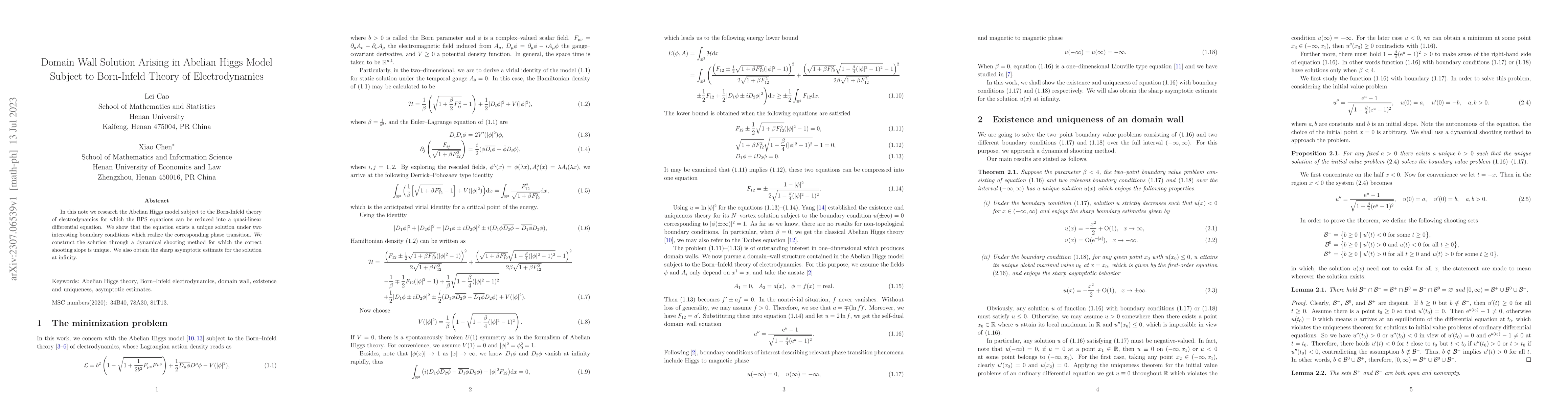 Thumbnail for Domain Wall Solution Arising in Abelian Higgs Model Subject to
  Born-Infeld Theory of Electrodynamics
