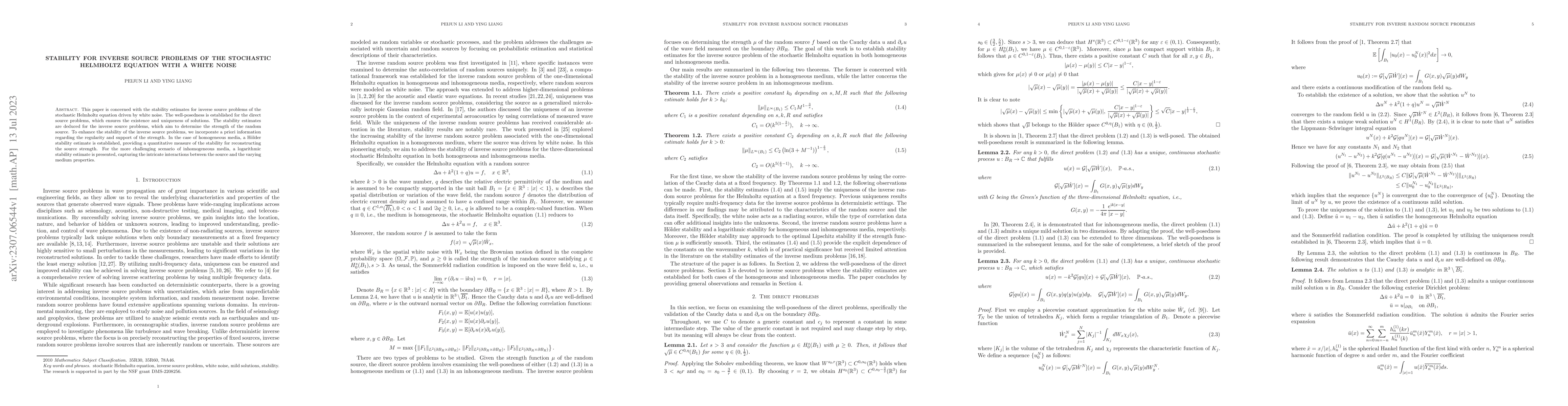 Thumbnail for Stability for inverse source problems of the stochastic Helmholtz
  equation with a white noise