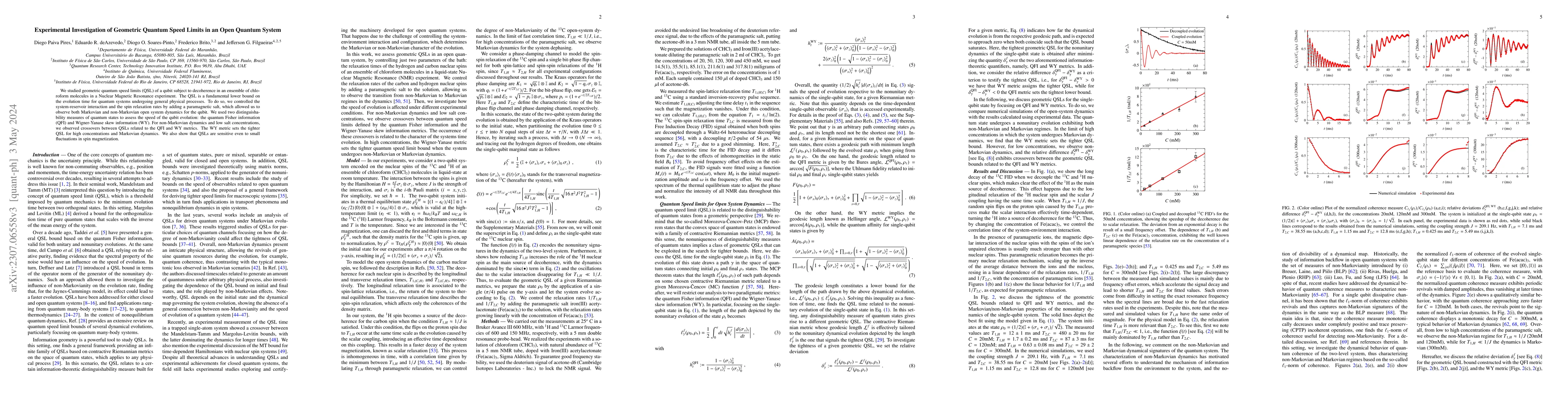Thumbnail for Experimental Investigation of Geometric Quantum Speed Limits in an Open
  Quantum System