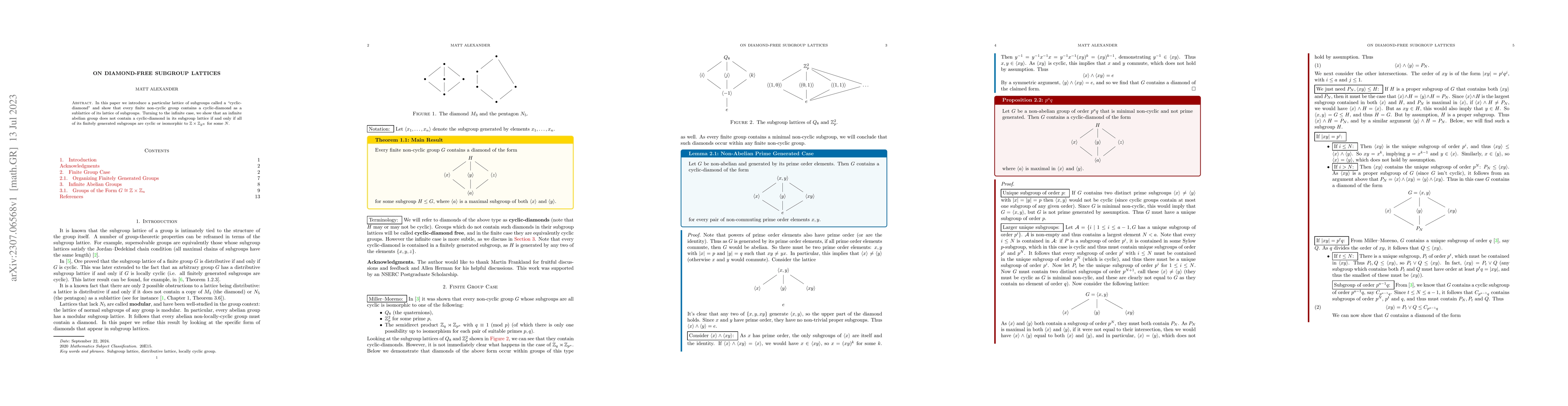 Thumbnail for On Diamond-Free Subgroup Lattices