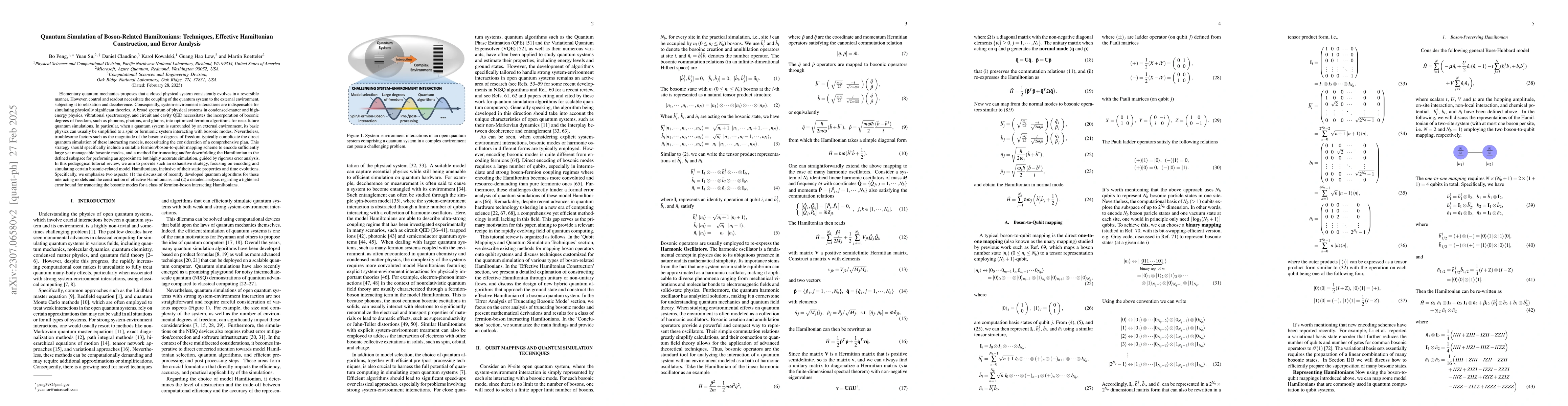 Thumbnail for Quantum Simulation of Boson-Related Hamiltonians: Techniques, Effective
  Hamiltonian Construction, and Error Analysis