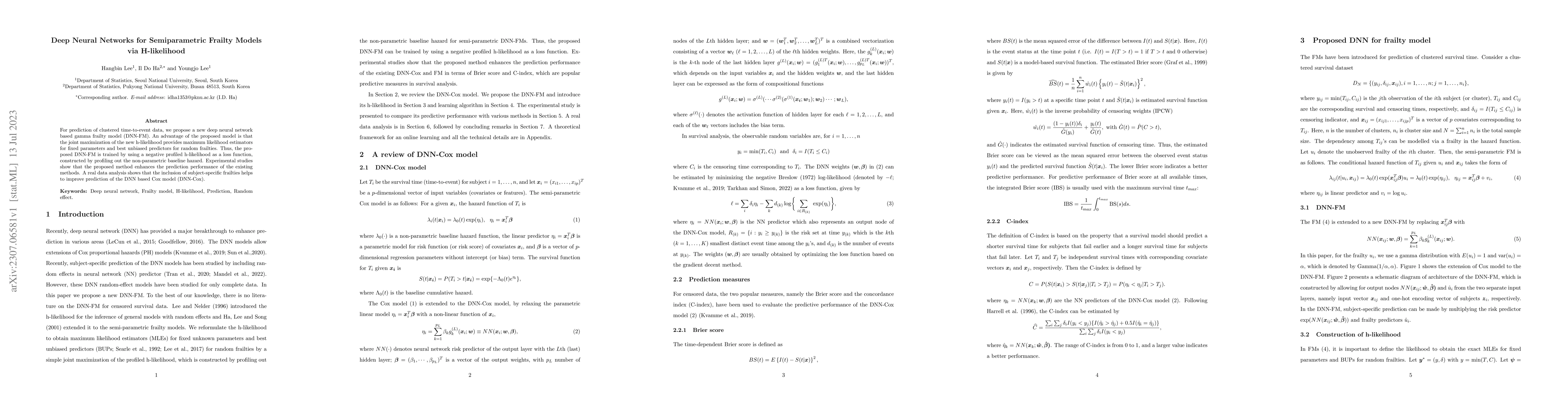 Thumbnail for Deep Neural Networks for Semiparametric Frailty Models via H-likelihood
