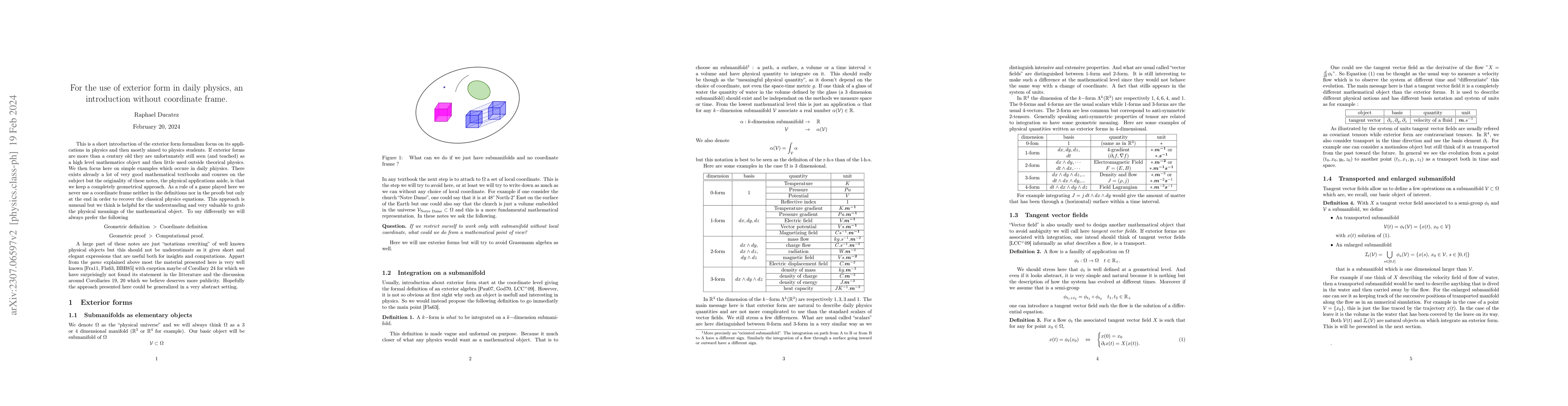 Thumbnail for For the use of exterior form in daily physics, an introduction without
  coordinate frame
