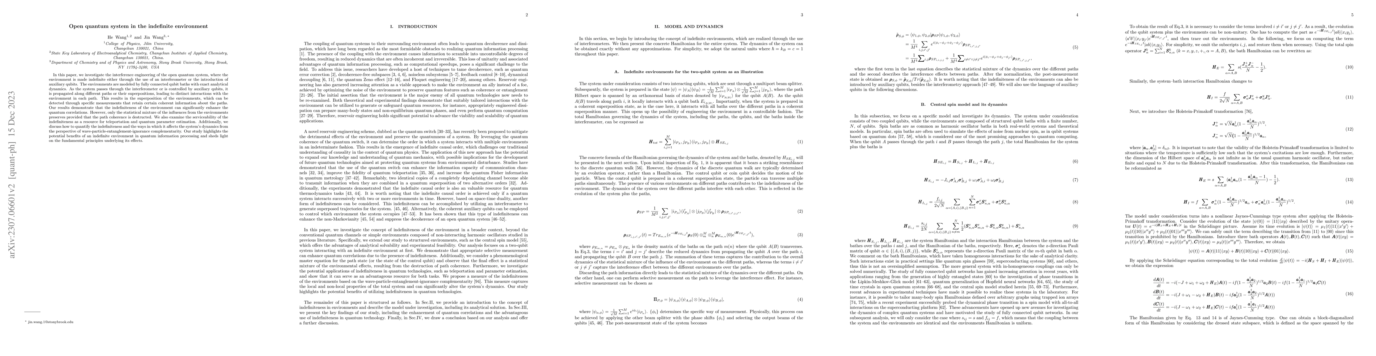 Thumbnail for Open quantum system in the indefinite environment