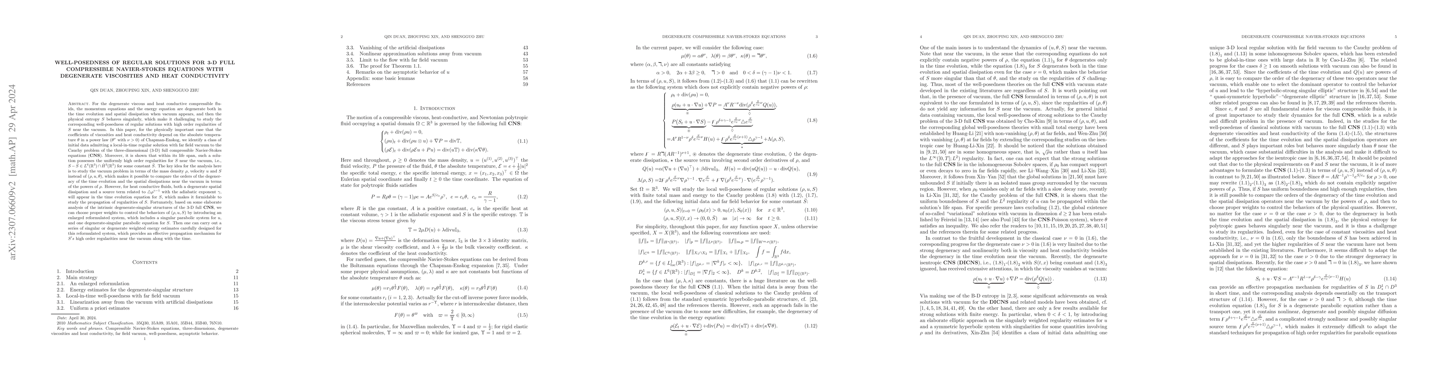 Thumbnail for Well-posedness of regular solutions for 3-D full compressible
  Navier-Stokes equations with degenerate viscosities and heat conductivity