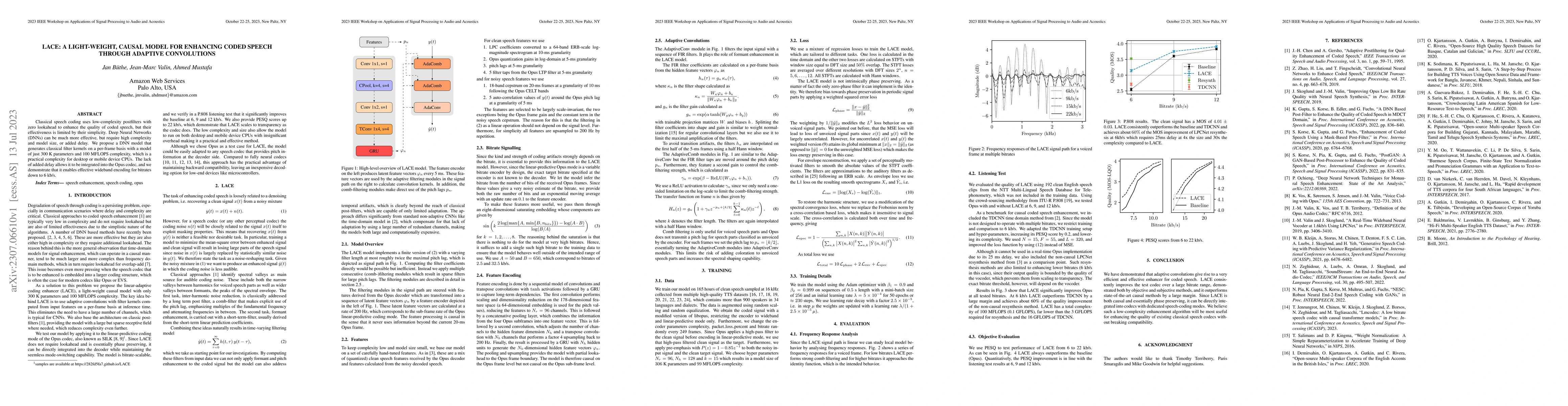 Thumbnail for LACE: A light-weight, causal model for enhancing coded speech through
  adaptive convolutions