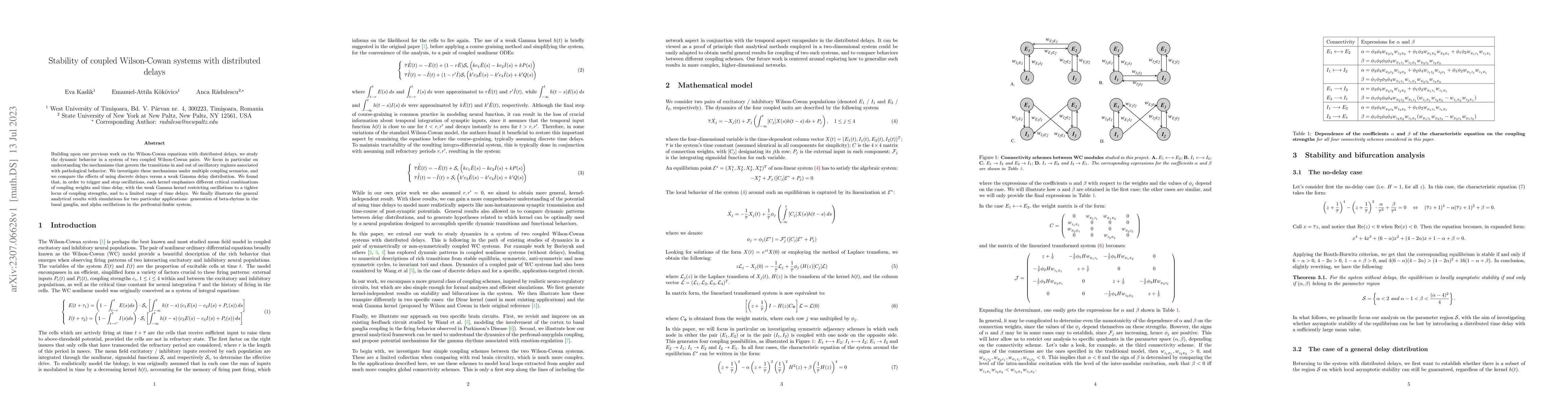 Thumbnail for Stability of coupled Wilson-Cowan systems with distributed delays