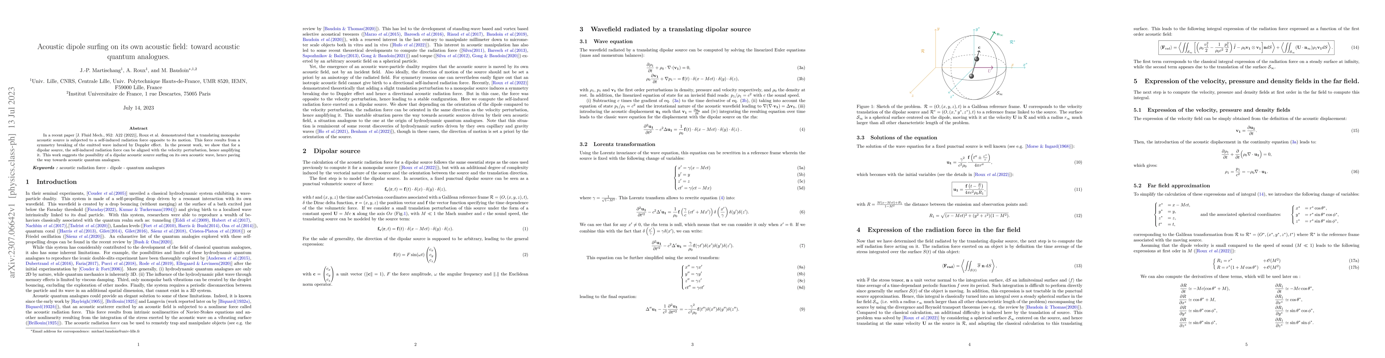Thumbnail for Acoustic dipole surfing on its own acoustic field: toward acoustic
  quantum analogues