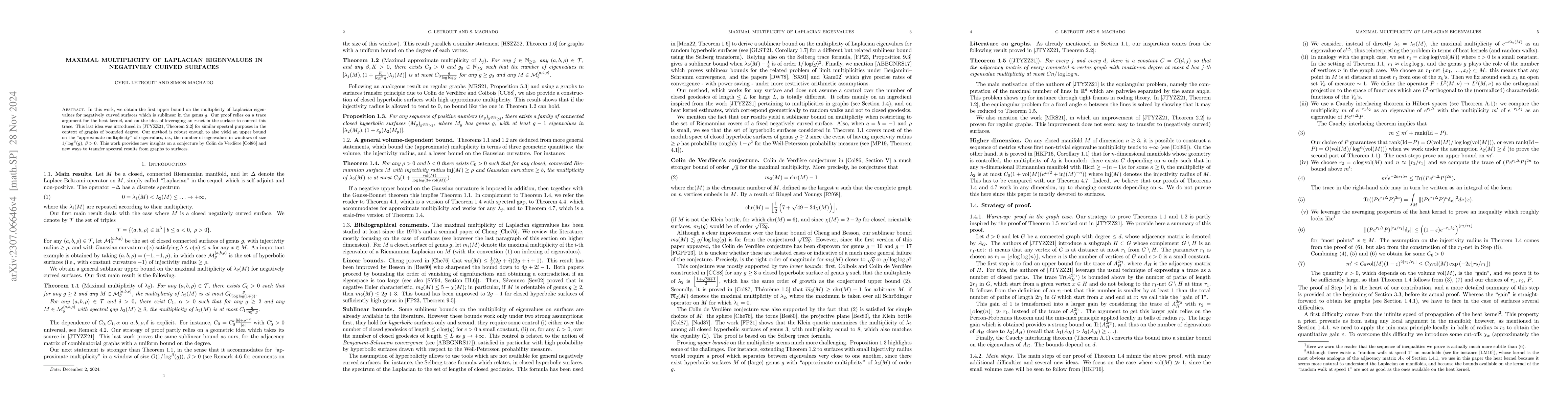 Thumbnail for Maximal multiplicity of Laplacian eigenvalues in negatively curved
  surfaces