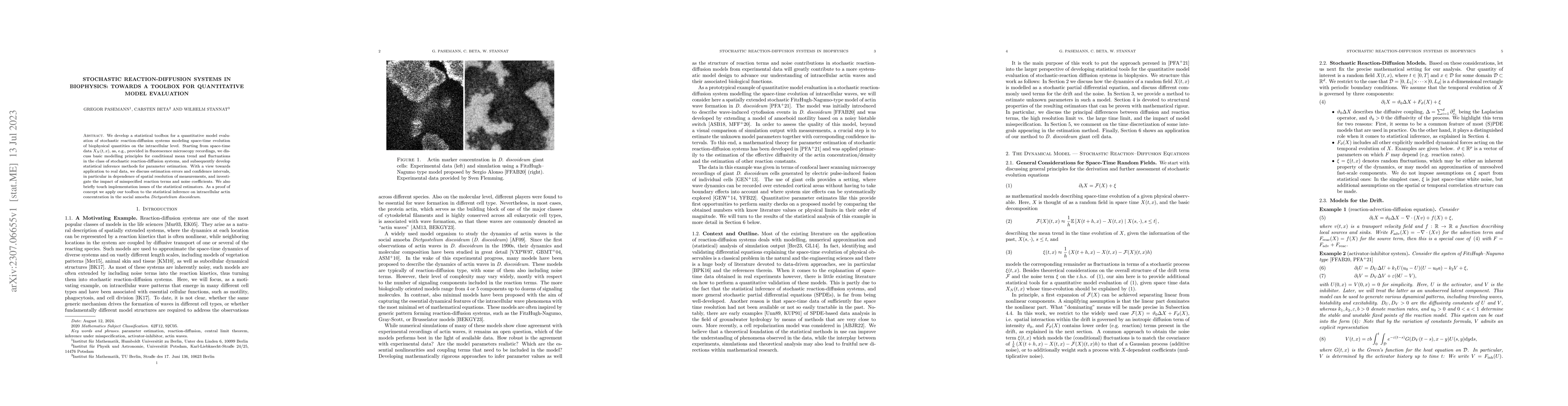 Thumbnail for Stochastic Reaction-Diffusion Systems in Biophysics: Towards a Toolbox
  for Quantitative Model Evaluation