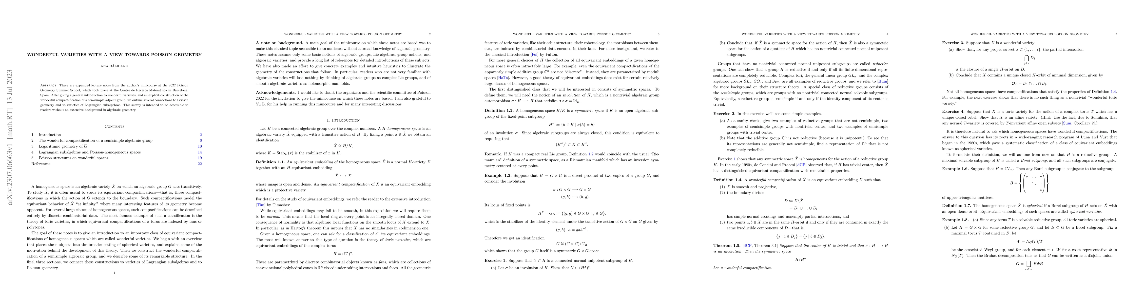 Thumbnail for Wonderful varieties with a view towards Poisson geometry