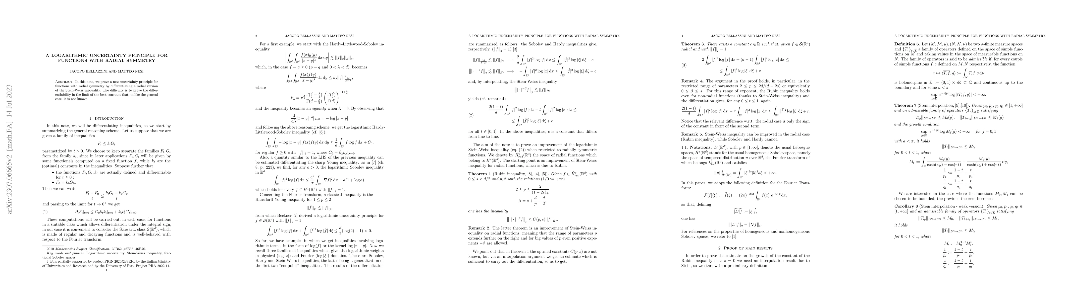 Thumbnail for A Logarithmic Uncertainty Principle for Functions with Radial Symmetry