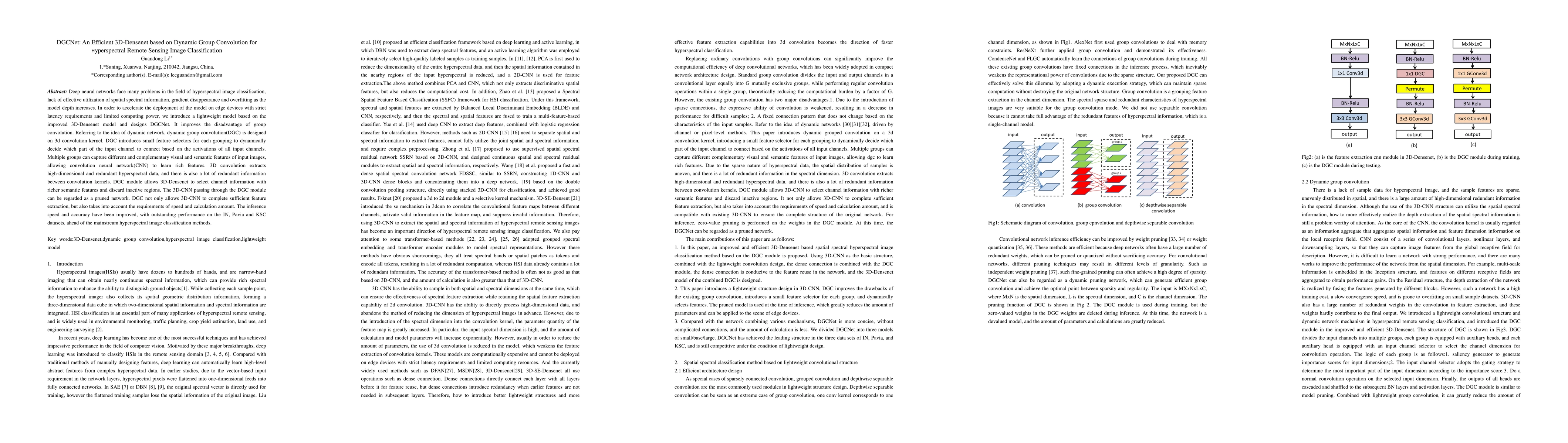 Thumbnail for DGCNet: An Efficient 3D-Densenet based on Dynamic Group Convolution for
  Hyperspectral Remote Sensing Image Classification