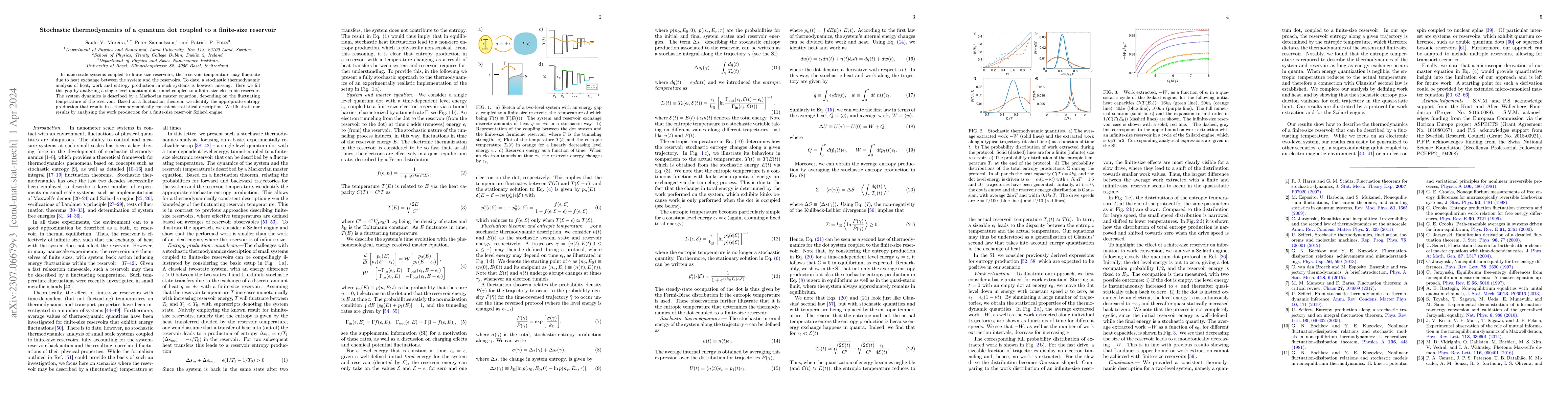 Thumbnail for Stochastic thermodynamics of a quantum dot coupled to a finite-size
  reservoir