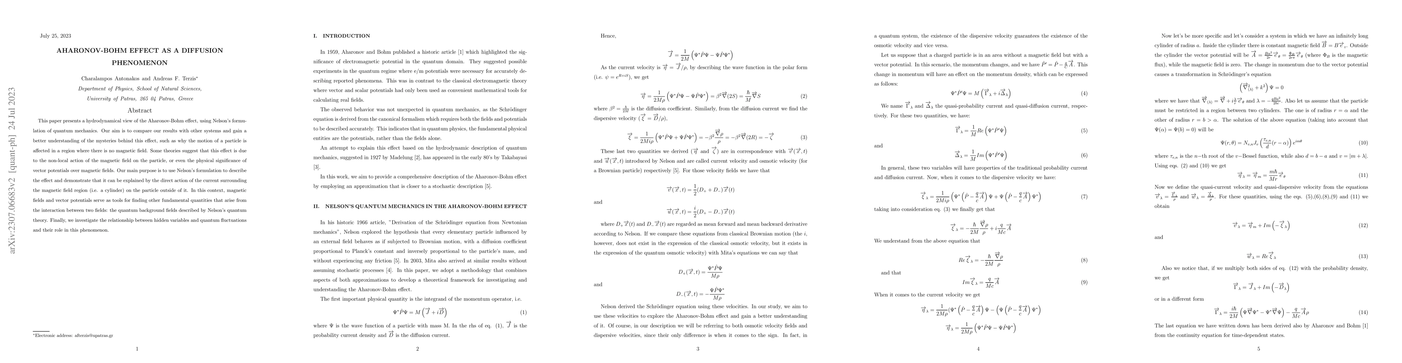 Thumbnail for Aharonov-Bohm effect as a diffusion phenomenon