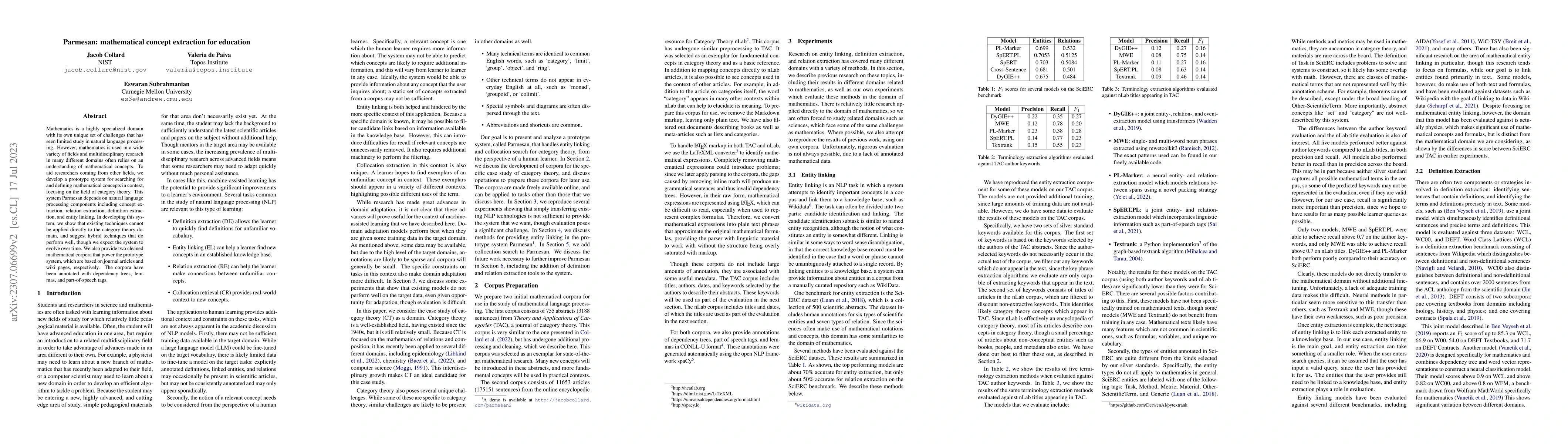 Thumbnail for Parmesan: mathematical concept extraction for education