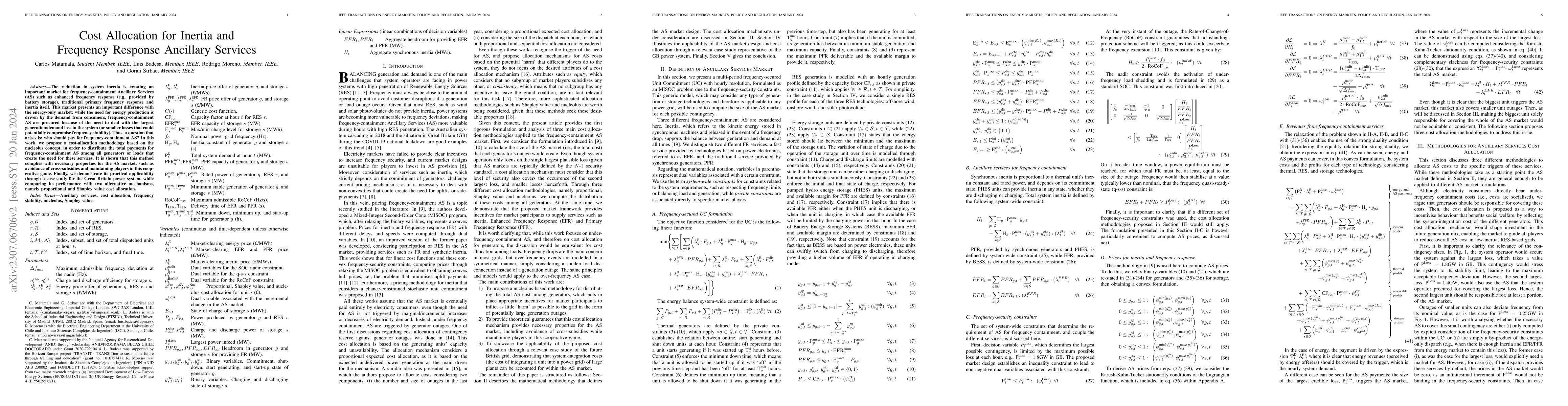 Thumbnail for Cost Allocation for Inertia and Frequency Response Ancillary Services