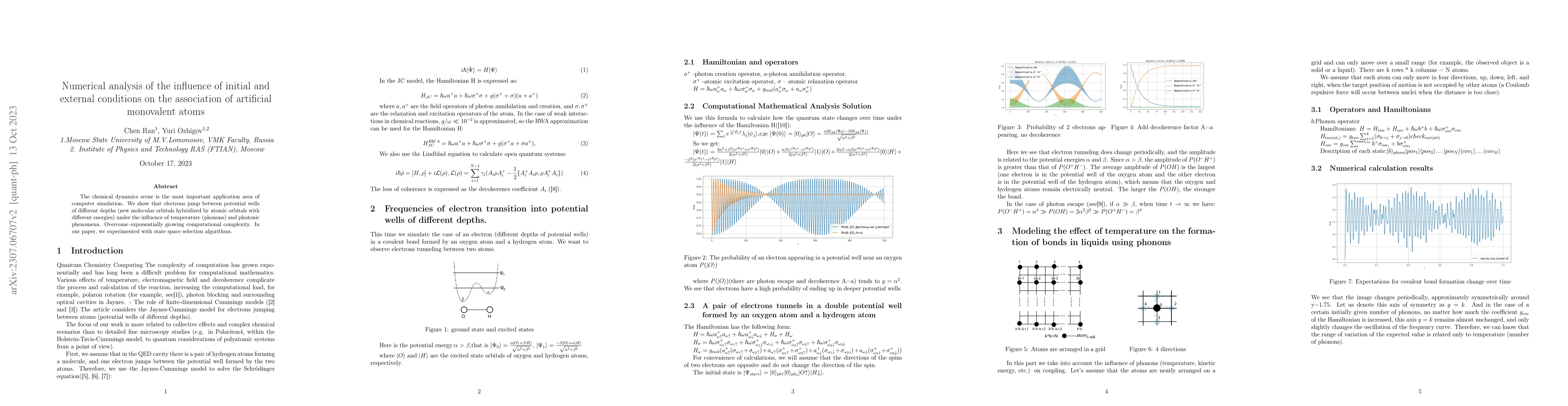 Thumbnail for Numerical analysis of the influence of initial and external conditions
  on the association of artificial atoms