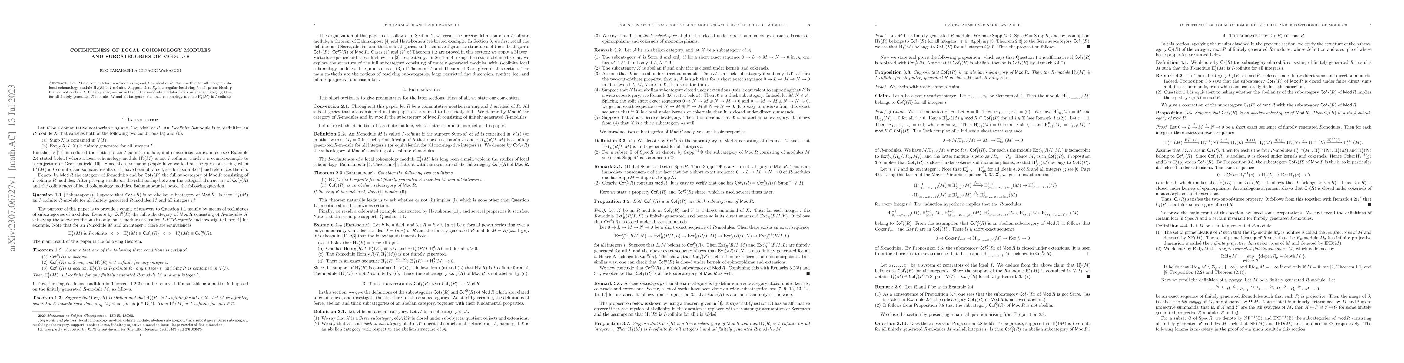 Thumbnail for Cofiniteness of local cohomology modules and subcategories of modules