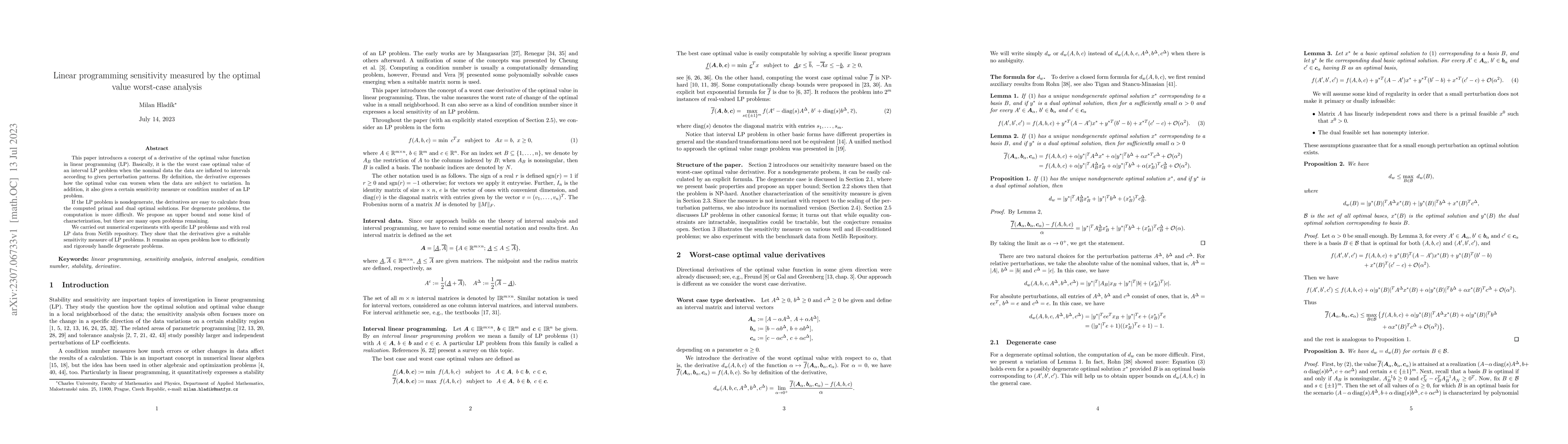 Thumbnail for Linear programming sensitivity measured by the optimal value worst-case
  analysis