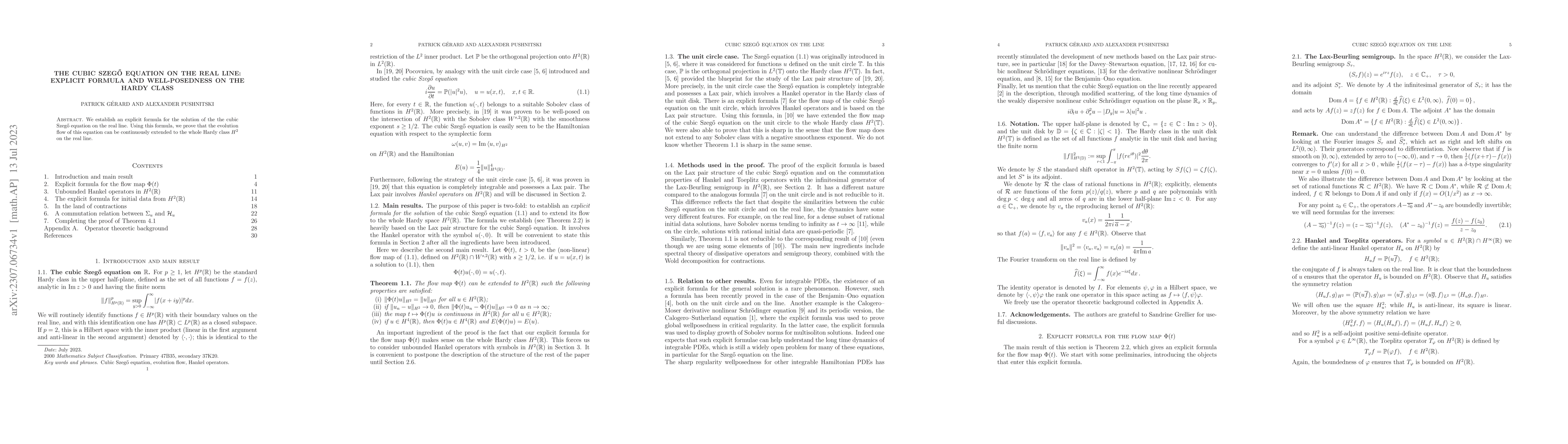 Thumbnail for The cubic Szeg\H{o} equation on the real line: explicit formula and
  well-posedness on the Hardy class